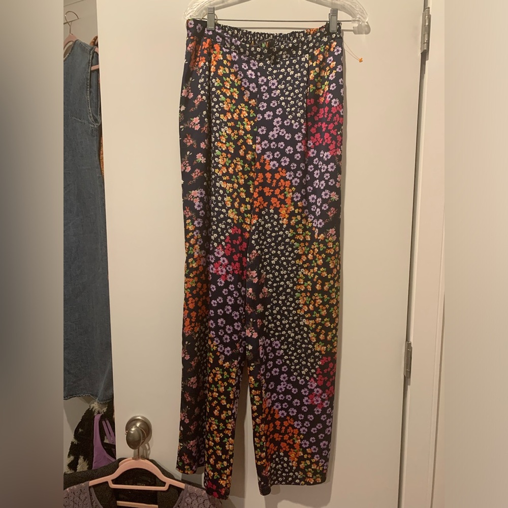 Primark Black Floral Wide Leg Pants